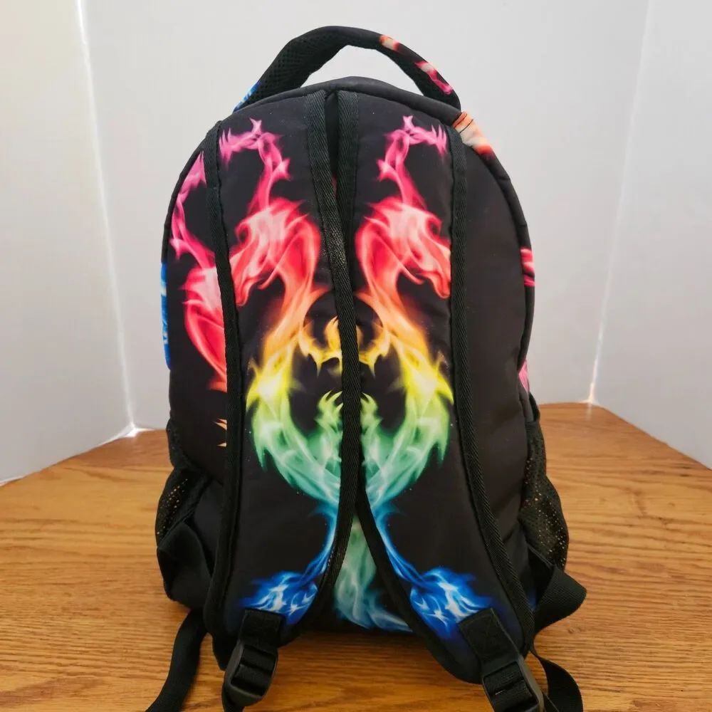 Fire Rainbow Dragon Backpack School Bookbag 15 x 11 x 6